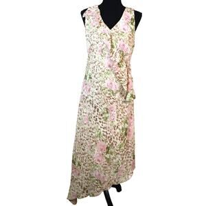 Vintage 90s Y2K Floral Midi Dress Asymmetric Fairy Ruffle Animal Print Floral 12